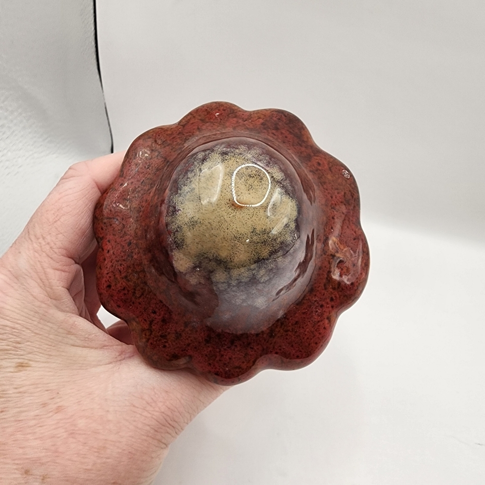 Ceramic Art Pottery 4” Mushroom Toadstool Figure Hand-Painted Glazed Top - Picture 2 of 4